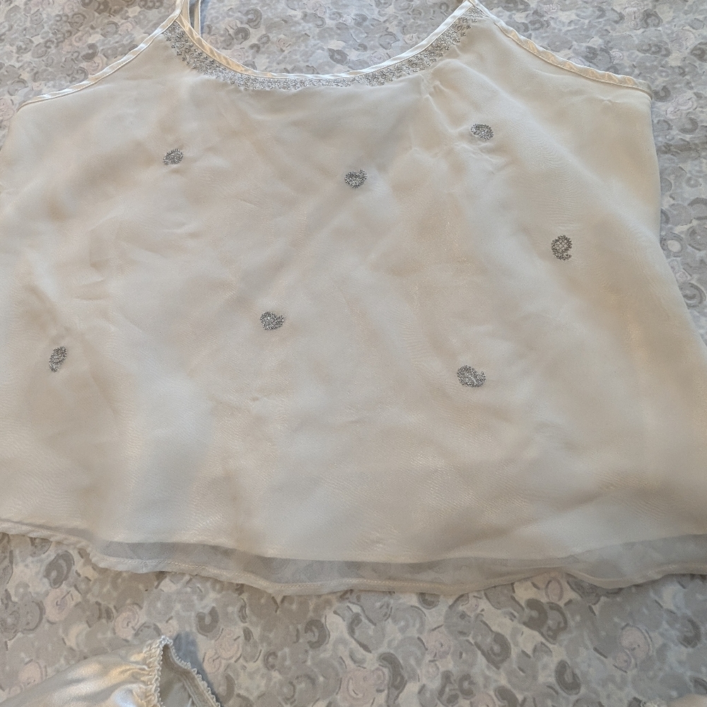 Elegant White Satin Sleepwear Set